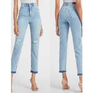 Express Jeans Express Super High Waisted Ripped Released Hem